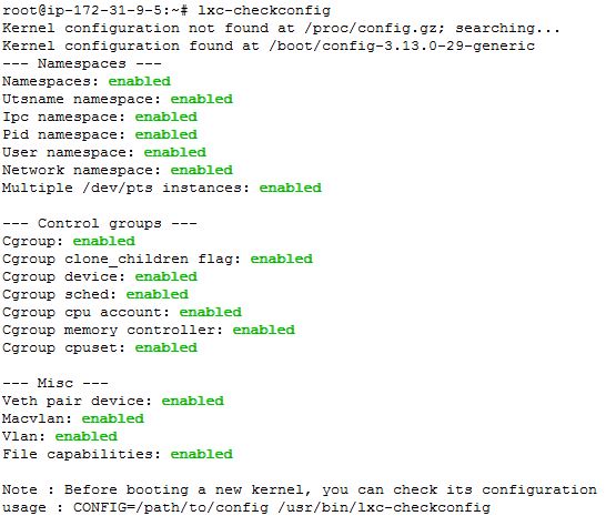 lxc-checkconfig